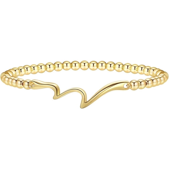 Gold Plated Bracelets for Women 14K Gold Plated Beaded Bracelets Stackable Bracelets for Women Gold Charm Bracelet Non Tarnish Gold Jewelry for Women Trendy
