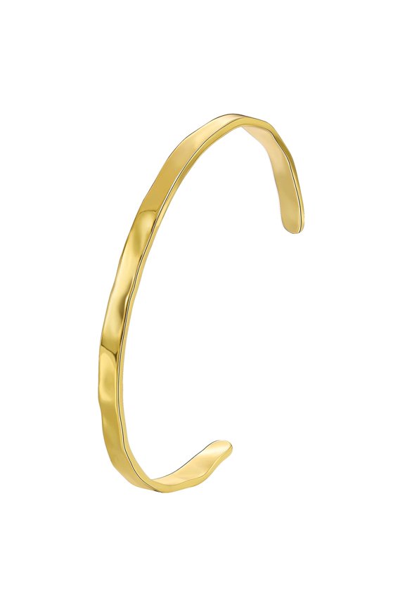 Gold-Plated Brass Cuff Bracelet Stackable Hammered Cuff Bangle Minimalist Open Bangle Bracelets Gold Jewelry for Daily Wear Gift