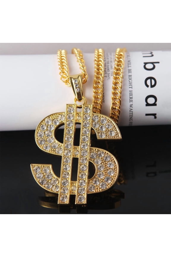 Gold Plated Chain for Men with Dollar Sign, Dollar Sign Hip Hop Chain Necklace Pendant for Men and Women, Designed For Hip Hop And Costume On The Casual, Party, Prom, Class, Bar
