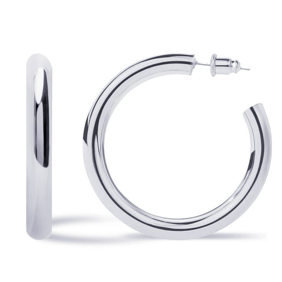 Gold Plated Chunky 5mm-6mm Thick 20mm-50mm Diameter Open Hoop Earrings for Women
