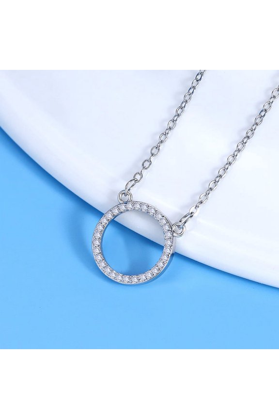 Gold Plated Circle Solitaire Necklace | Elegant Bezel Pendant | Dainty Cubic Zirconia Halo Choker Necklaces for Women