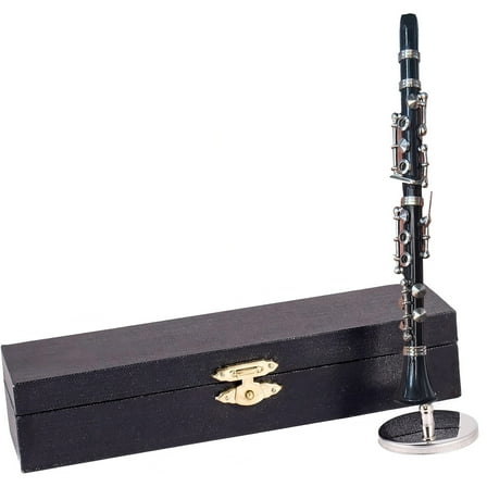 Gold Plated Clarinet Model Miniature Clarinet with Stand and Case Desk Decoration Music Scene Accessory Enduring