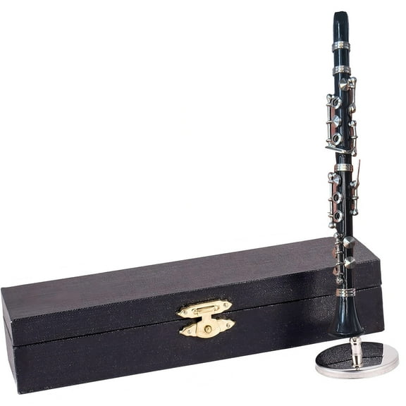 Gold Plated Clarinet Model Miniature Clarinet with Stand and Case Desk Decoration Music Scene Accessory Enduring