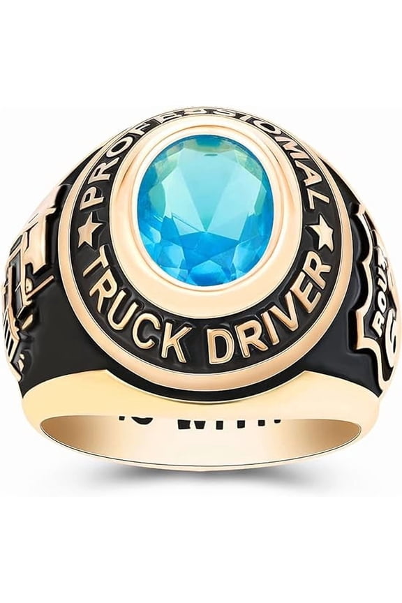 Gold Plated Class Rings Birthstone Rings Class Rings for Men High School Personalized Custom Rings Men's Class Rings Size 5-15 College Rings for Men