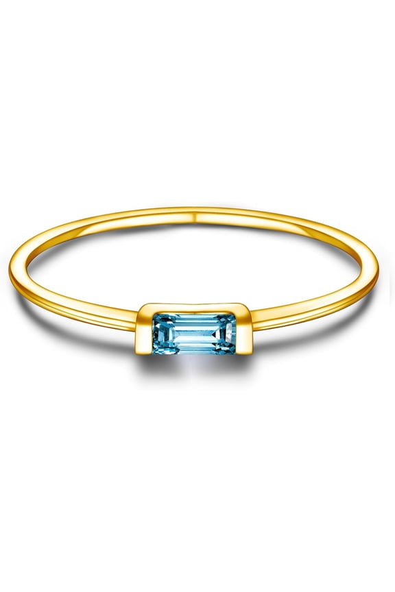 Gold-Plated Copper CZ Birthstone Stackable Rings Mother's Day Gifts for Mom & Wife