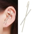 thumbnail image 1 of Gold Plated Criss Cross Micro Pave Ear Cuff Bar Earring, 1 of 6