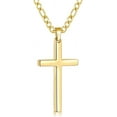 thumbnail image 1 of Gold Plated Cross Necklace for Men, Stainless Steel Mens Cross Necklaces with 3.5mm Figaro Chain, Pendant Chain 16-24 Inches, 1 of 16