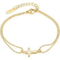 Gold Plated Cross Women's Bracelet Adjustable Christian Faith Bracelet Jewellery Gift