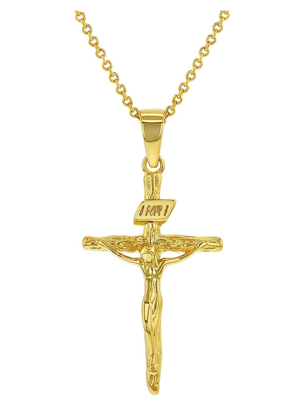 JFL - Jewellery for Less Gold Plated Cross Jesus Pendant with Chain for  Women & Girls. : Amazon.in: Fashion