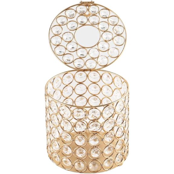 Gold-Plated Crystal Cylindrical Tissue Box Cover Bathroom Tissue Holder Napkin Dispenser for Vanity Countertop Bedroom and Living Room Decor$$Home Decor, Kitchen, & Other