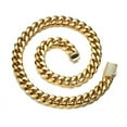 thumbnail image 1 of Gold Plated Cuban Link Chain Necklace for Men Women Stainless Steel Jewelry, 1 of 8