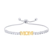 Gold Plated Cubic Zirconia 'Mom' Adjustable Bracelet