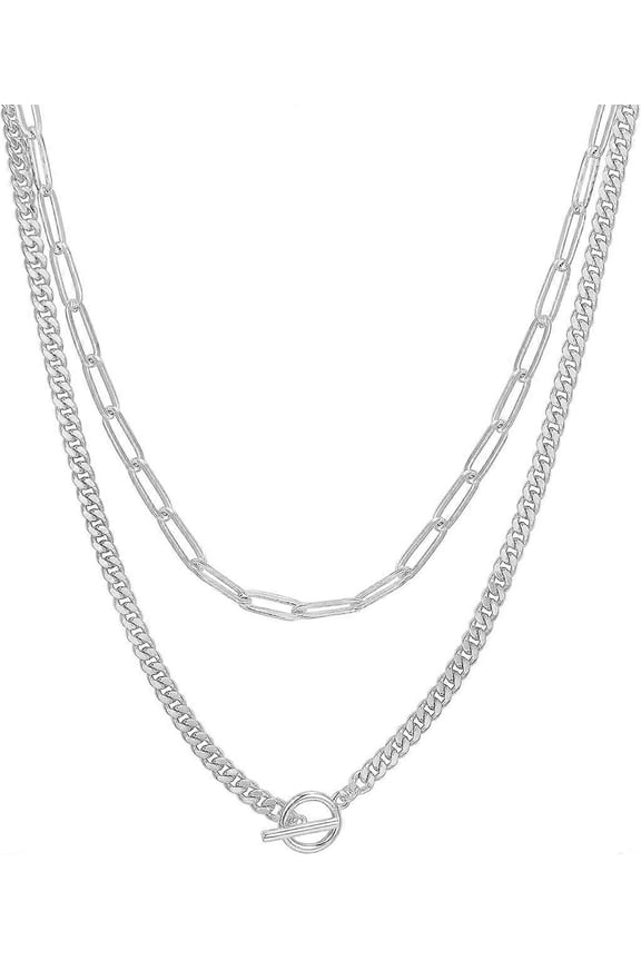 Gold Plated Dainty Layering Necklaces For Women | Snake Chain, Curb Link, Paperclip Layered Chains | Trendy Layering Necklace