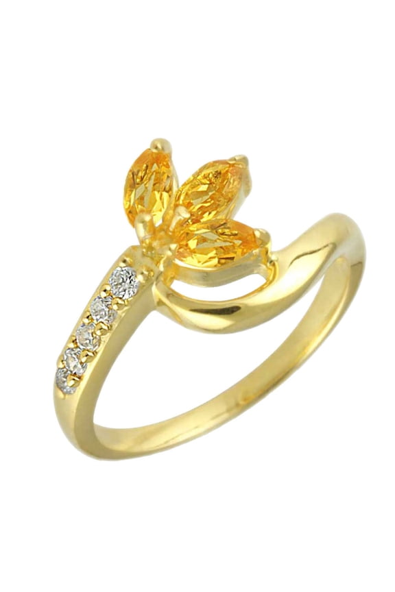 Gold Plated Designer Jewelry Citrine Hydro Quartz Gemstone Ring