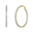 thumbnail image 1 of Gold Plated Diamond Accent Hoop Earrings, 1 of 1