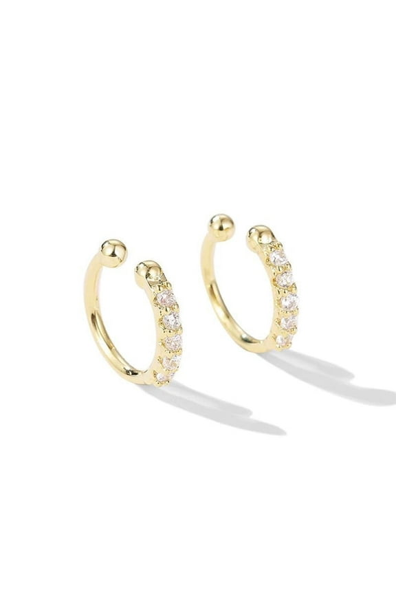 Gold Plated Ear Cuff Wrap Cartilage Earring Sterling Silver Crystal No Piercing for Women