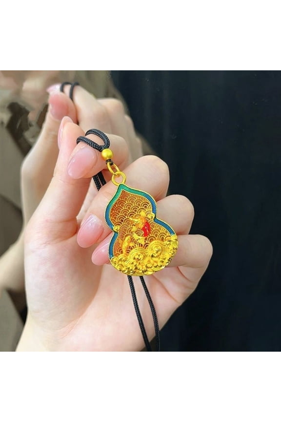 Gold Plated Enamel Koi Fish Pendant Necklace Cloisonne Hollow Out Lucky Charm Jewelry Chinese Style Accessory Gift