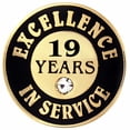 thumbnail image 1 of Gold Plated Excellence in Service Enamel Lapel Pin w/ Rhinestone - 19 years, 1 of 4