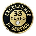 thumbnail image 1 of Gold Plated Excellence in Service Enamel Lapel Pin w/ Rhinestone - 33 Years, 1 of 4