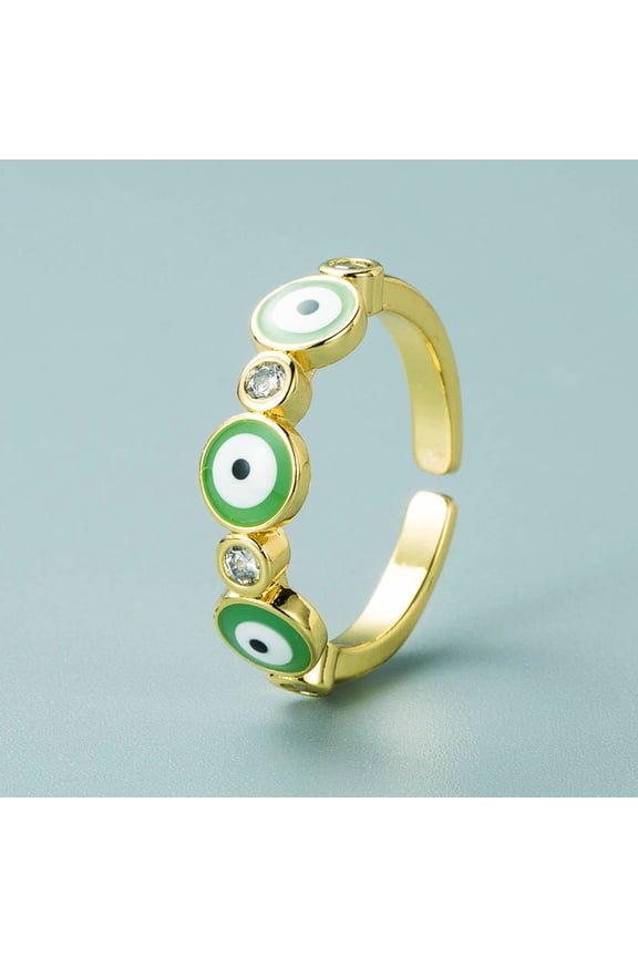 Gold Plated Eyes Design Ring Adjustable Copper Micro Inlays European American Fashion Jewelry Statement Pieces
