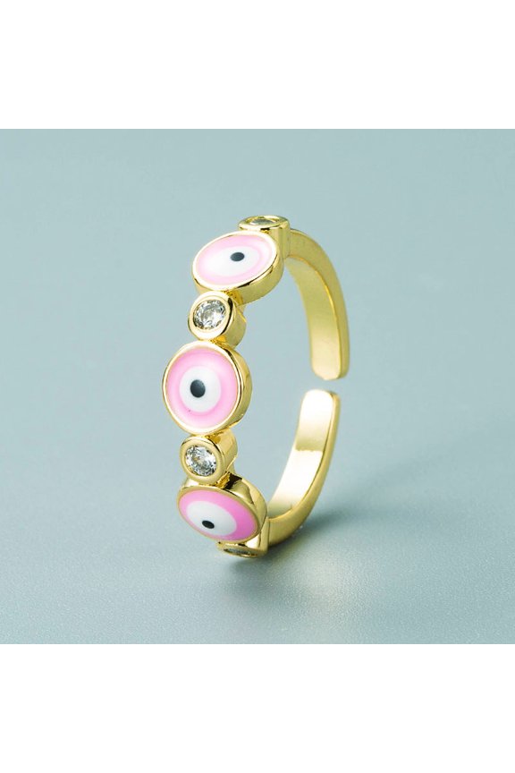 Gold Plated Eyes Design Ring Adjustable Copper Micro Inlays European American Fashion Jewelry Statement Pieces