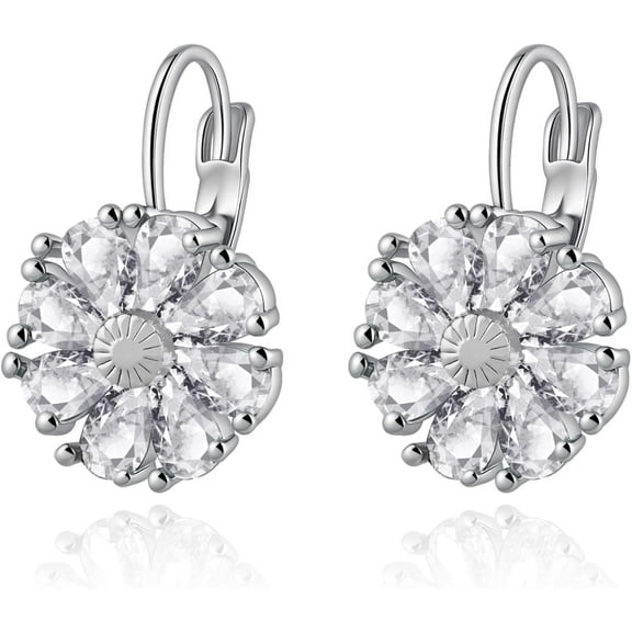 Gold Plated Flower Earrings Birthstone Leverback Earrings Hypoallergenic Vintage Floral Earrings for Women Trendy