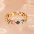 thumbnail image 1 of Gold Plated Geometric Ring Colorful Crystal Inlays Rainbow Jewelry For Women Durable Elegant Accessory Classic, 1 of 8