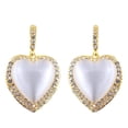 thumbnail image 1 of Gold Plated Heart  Crystal Opal Pearl Style Dangle Earrings Anti-Tarnish Jewelry-214, 1 of 3