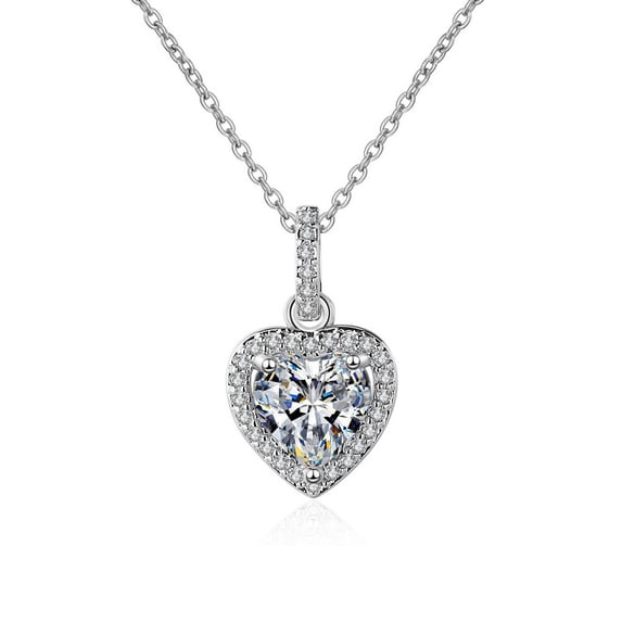 Gold Plated Heart Diamond Necklace Sparkle Solitaire Pendant Halo Necklace for Women Classic Luxury Love Clavicle Neckband Valentine's Day Gift