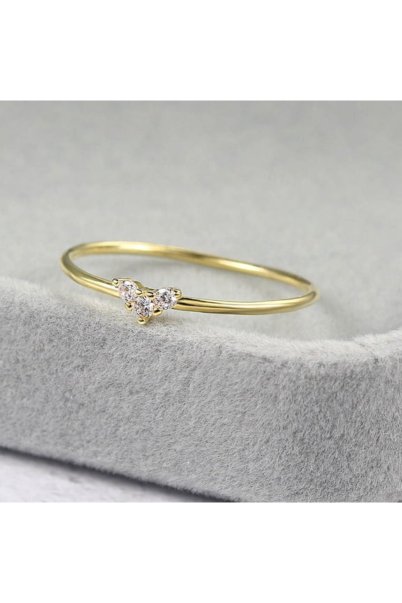 Gold Plated Heart Shaped Ring with Zircon Inlay | Copper Ring for Women | Ideal Gift for Anniversaries, Birthdays, Weddings