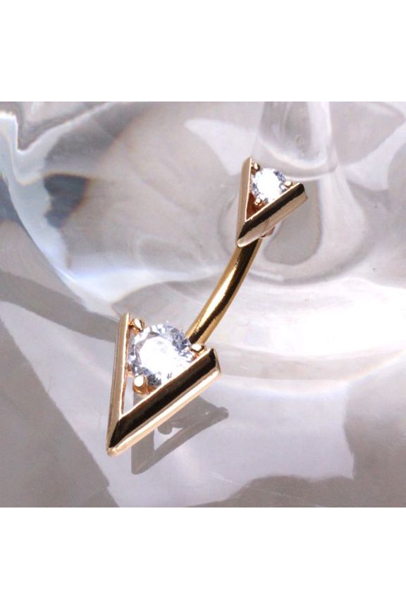 Gold Plated Jeweled Triangle Navel Ring
