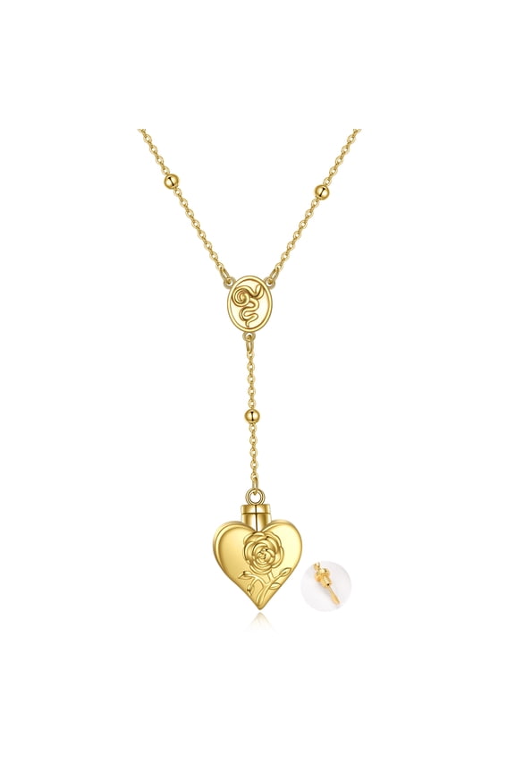Gold Plated LDR Necklace Sterling Silver Stash Snuffle Spoon Necklace Hidden Scoop Rosary Chain Heart Shaped With Snakes and Spoon Pendant Jewelry