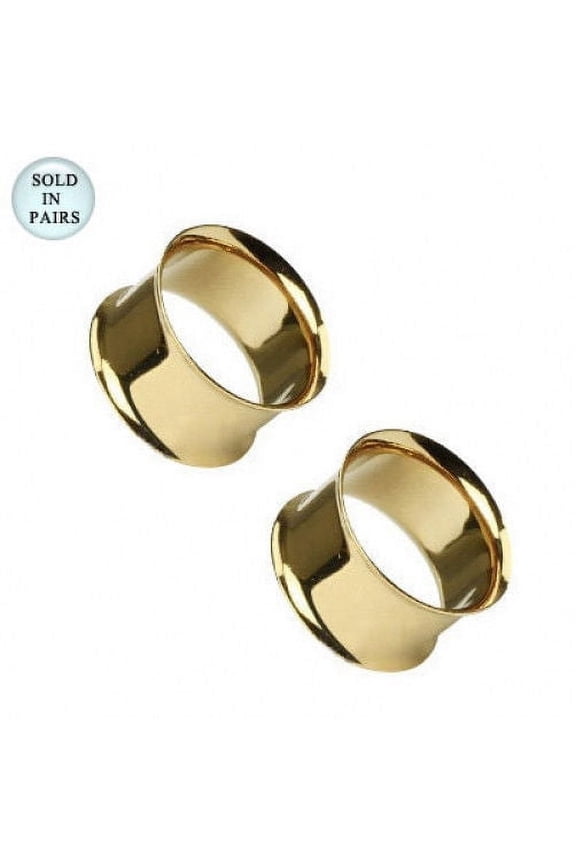 Gold Plated Large Gauge Double Flared Tunnel Ear Plug