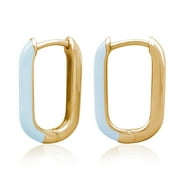 JULIETTE COLLECTION Gold Plated Light Blue Enamel U Shaped Huggie Hoop Earrings for Women