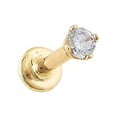 thumbnail image 1 of Gold Plated Lip Ring Flat Back With Prong Set Clear CZ Gem 1 Piece (14g) (TL/14/B) (14G 3/8 (1.6 X 9.5 X 4)), 1 of 3