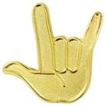 thumbnail image 1 of Gold Plated Love Hand Sign Language Lapel Pin, 1 of 3