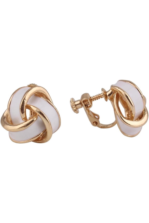 Gold Plated Love Knot Shape Clip on Earrings No Pierced for Women Luxury Screw Clip Earrings