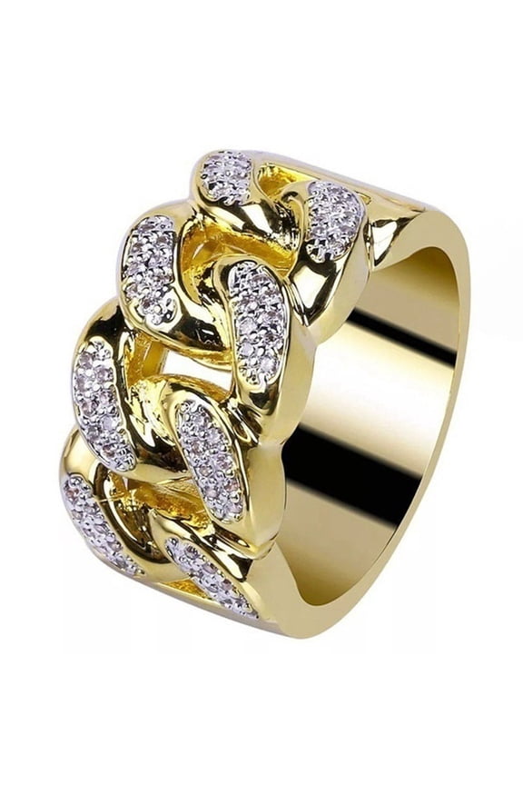 Mens Gold Plated Ring Creative Copper Ring with CZ Stones Attractive Design and Excellent Finish Jewelry Ring for Men Gift for Him