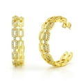 thumbnail image 1 of Gold Plated Micro Pave Double Row Paper Clip, CZ Cubic Zirconia Hoop Earring, Giorgio Bergamo, 1 of 5