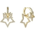 thumbnail image 1 of Gold Plated Micro Pave Star, CZ Cubic Zirconia Dangle Drop Earring, Giorgio Bergamo Gold, 1 of 5