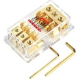 thumbnail image 1 of Gold Plated Mongoose 2-Gang AGU Fuse Block Three 4 Gauge Input Three 8 GA Output, 1 of 2