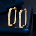 thumbnail image 1 of Gold Plated Multicolor Cubic Zircon Ladies Party Geometric Huggie Hoop Earrings, 1 of 9