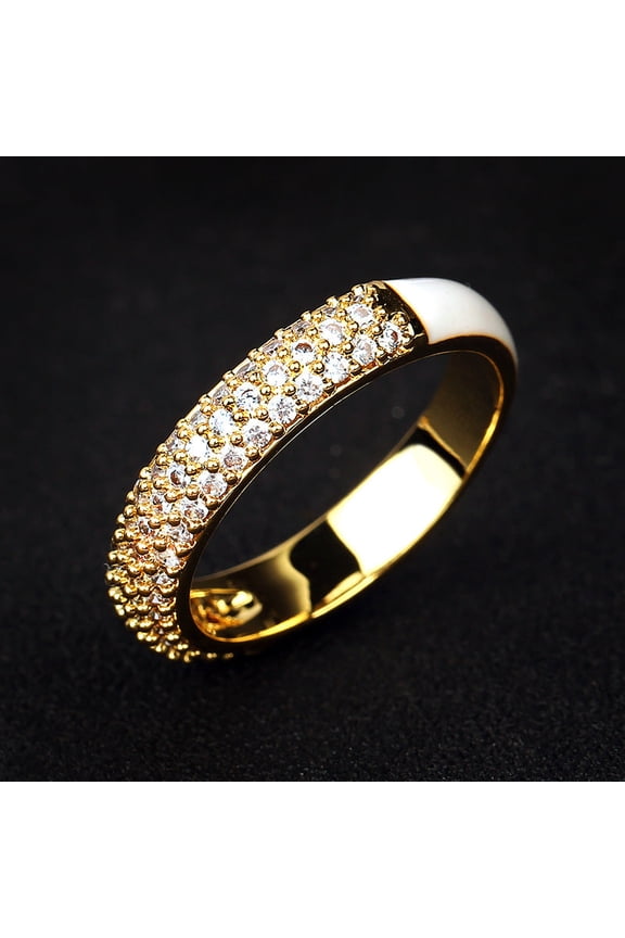 Gold Plated Oil Drip Ring With White Copper Inlay And Gemstone Accents Sizes 6 7 8 9 10 For Women And Men Everyday Wear
