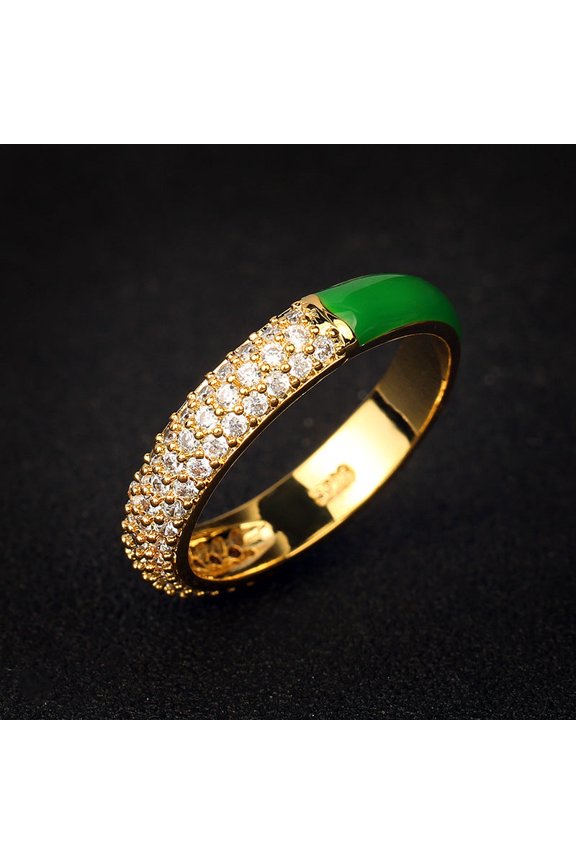 Gold Plated Oil Drip Ring With White Copper Inlay And Gemstone Accents Sizes 6 7 8 9 10 For Women And Men Everyday Wear