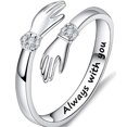 thumbnail image 1 of Open Hug Ring Gold Plated Adjustable Silver Ring With Diamond Treatment Open Mouth Fashion Jewelry For Women Today, 1 of 7