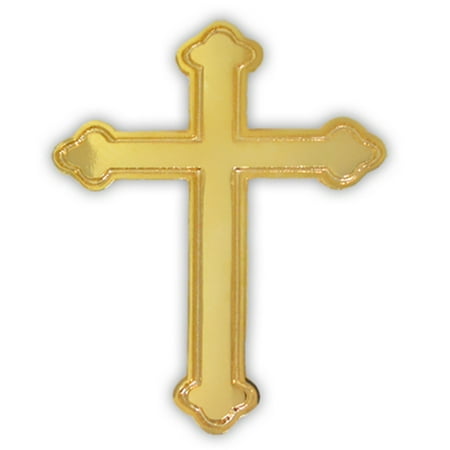 Gold Plated Ornate Cross Religious Lapel Pin