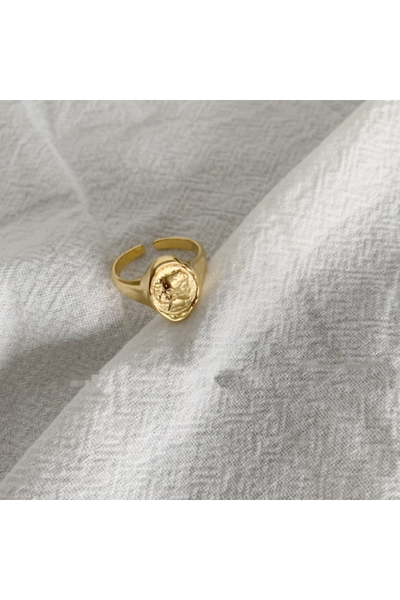 Gold Plated Oval Ring With Zircon Star Design Korean Inspired Fashion Jewelry For Daily Wear Spark Zircon Star