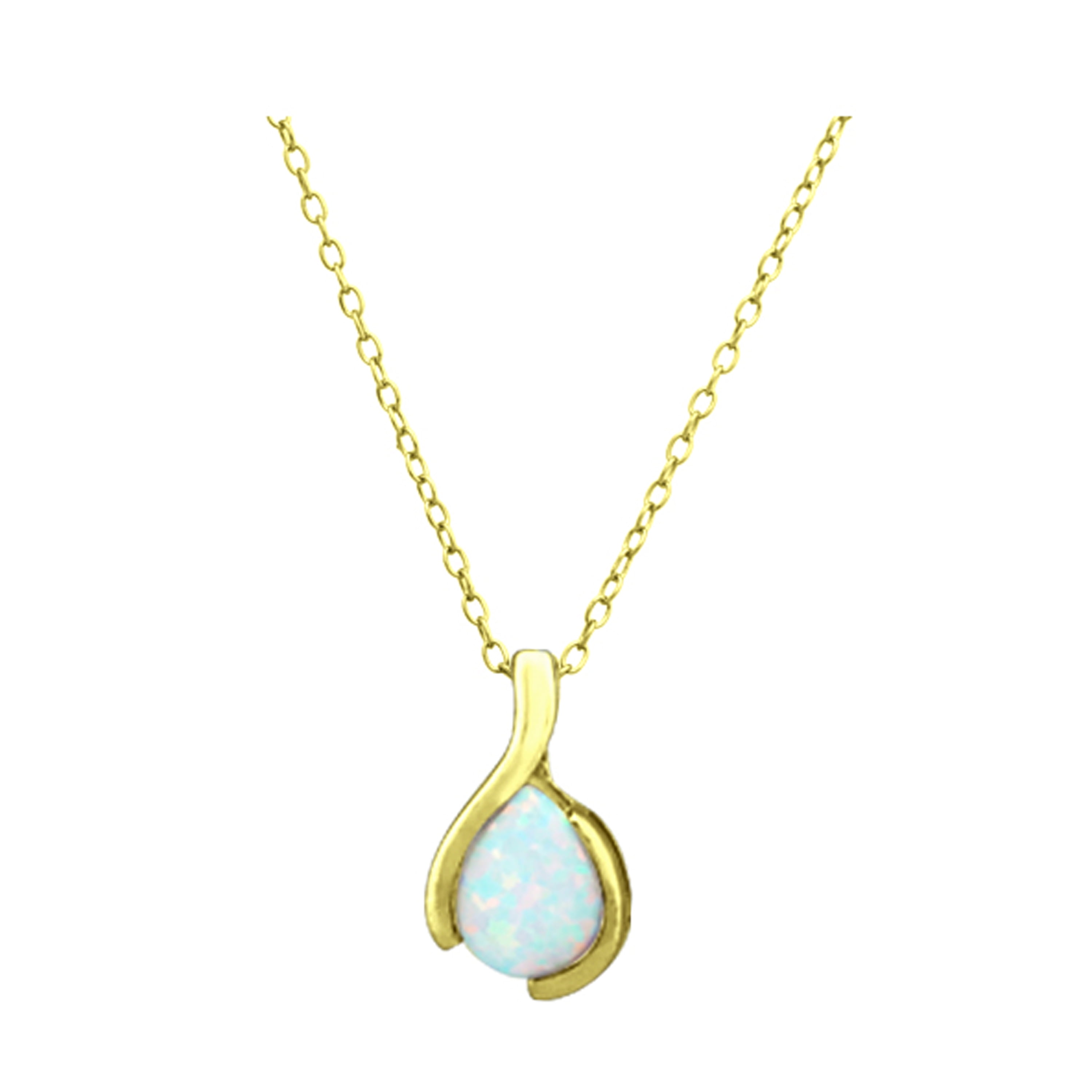 Gold Plated Over Sterling Silver Created Opal Pendant