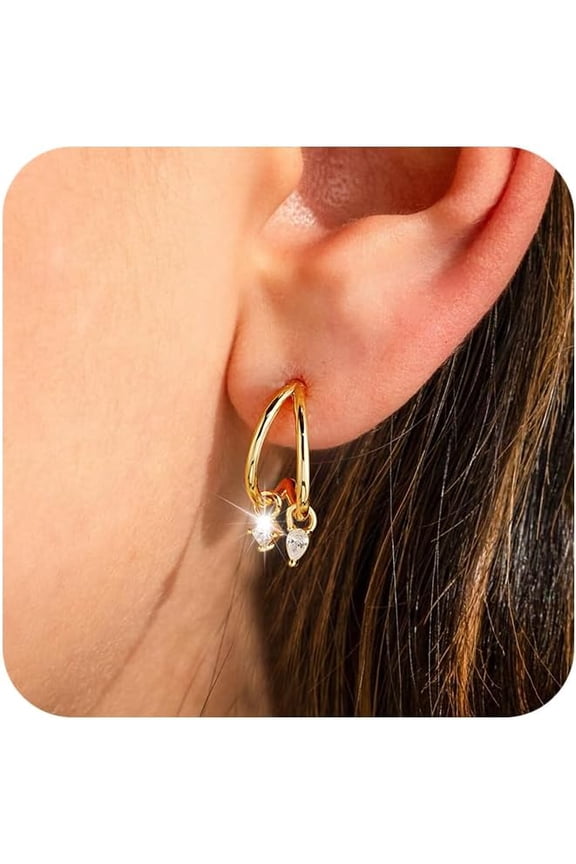 Gold Plated Pearl Earrings for Women, 14K Pearl Dangle Hoop Earrings Hypoallergenic Dainty Gold Wedding Earrings Jewelry Gift for Women bridesmaid Trendy