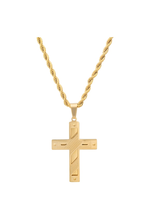 Gold Plated Polished Cross Pendant Necklace